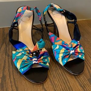 Emilio Pucci Satin Blue - Nappa Blk Shoes